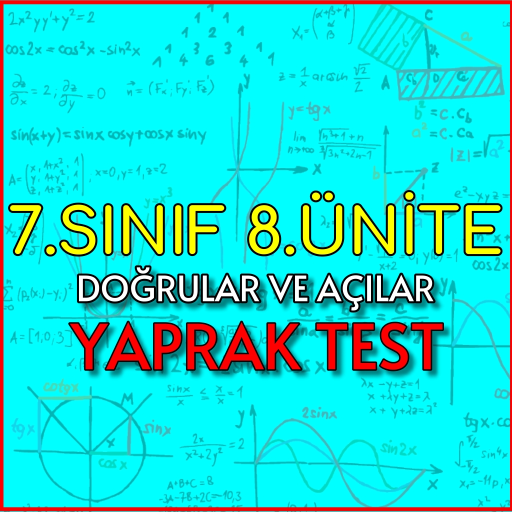 7.Sınıf 8.Ünite Doğrular ve Açılar Yaprak Test