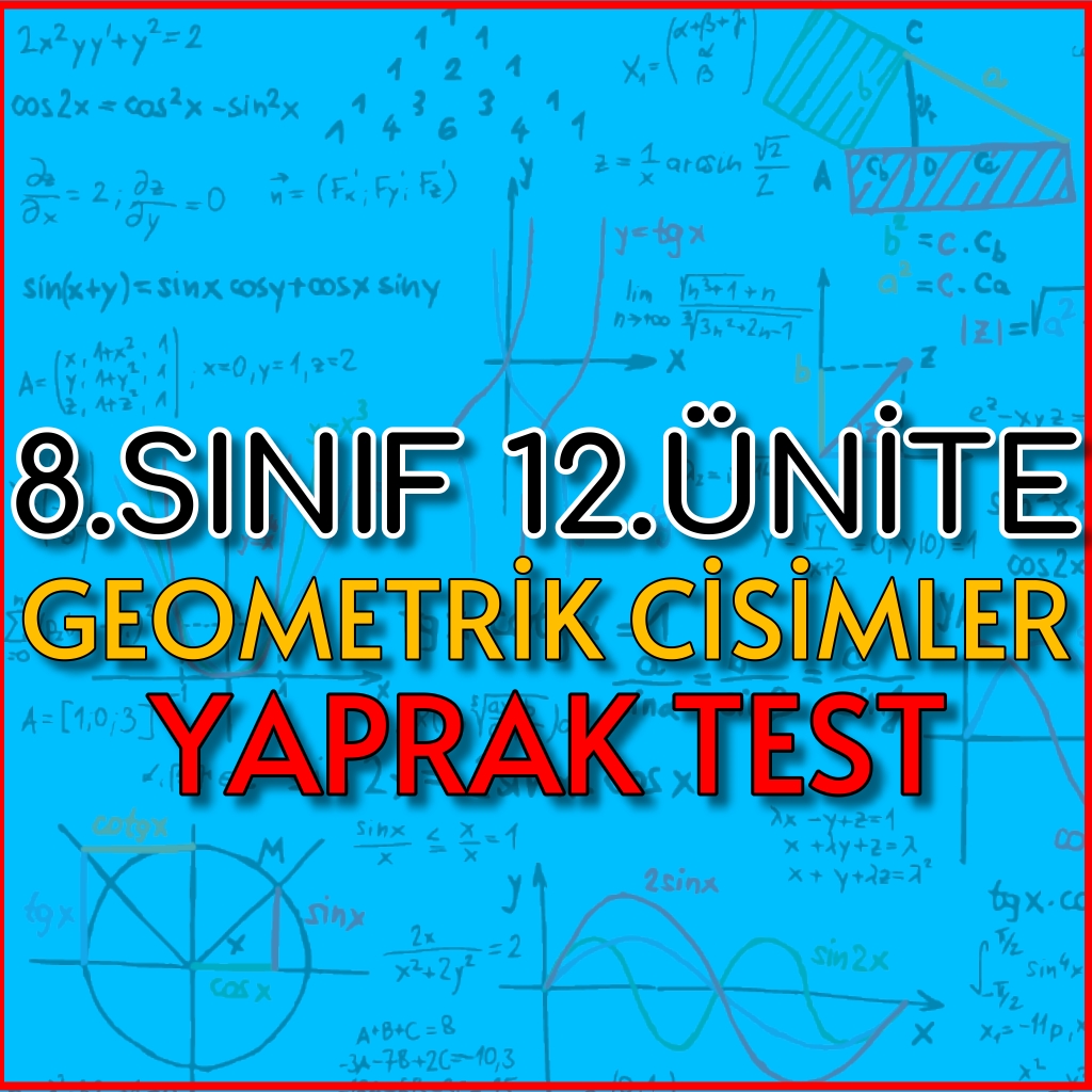 8.Sınıf 12.Ünite Geometrik Cisimler Yaprak Test