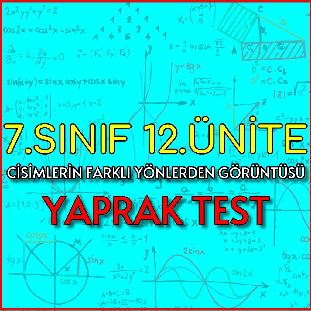 7.Sınıf 12.Ünite Cisimlerin Farklı Yönlerden Görüntüsü Yaprak Test