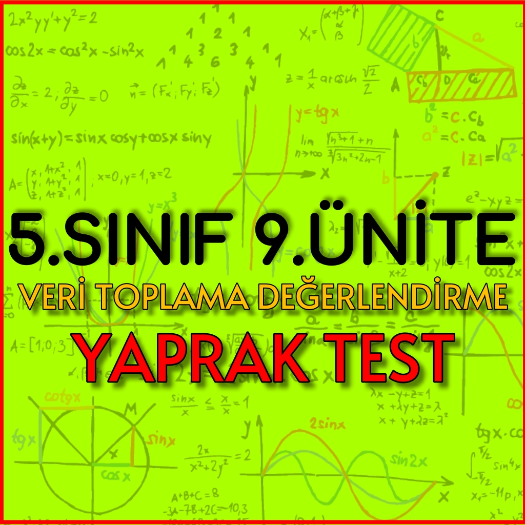 5.sınıf 9.Ünite Veri Toplama ve Değerlendirme Yaprak Test