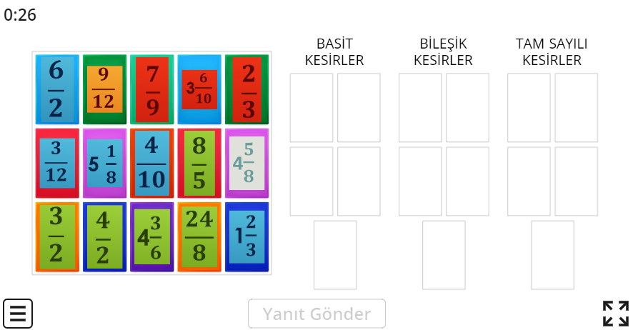 kesir türleri matematik oyun